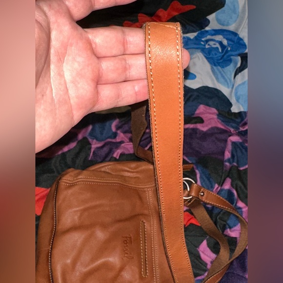 FOSSIL Long Live Vintage Camel Brown Leather Carryall Shoulder Handbag Satchel - Picture 9 of 9